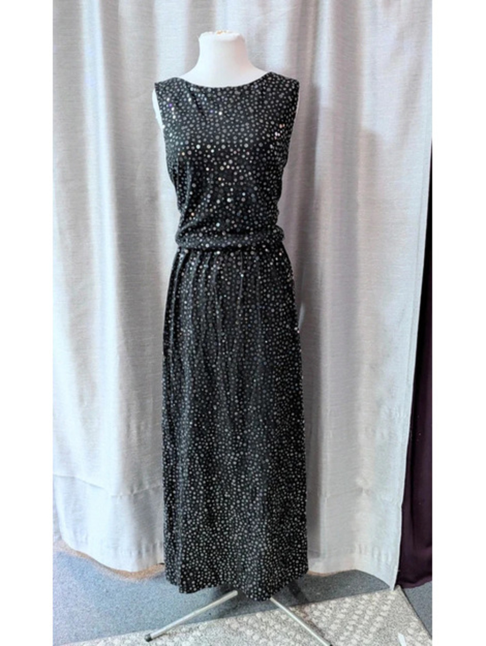 Black Sequin Stretchy Maxi Dress L
